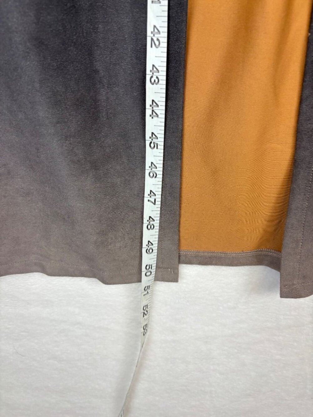 Trac M Duster Open Front Jacket Top Faux Suede Ombre Pockets Beige Gray Gradient - Picture 4 of 7